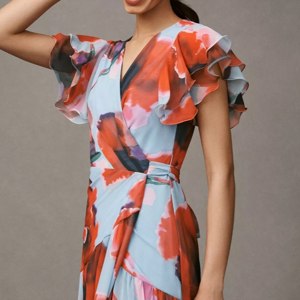Anthology HUTCH ZOLA FLUTTER-SLEEVE WRAP MAXI DRESS - Picture 3 of 12